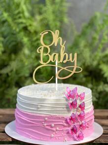 1 pieza papel pastel moderno con diseño de slogan Top Decoración de pasteles para fiesta - Dorado - Ver 1