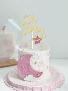 1 pieza papel pastel moderno con diseño de slogan Top Decoración de pasteles para fiesta - Dorado - Ver 5