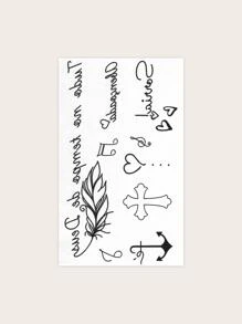 1 张各种图案临时纹身贴 - 黑色 - 查看 3