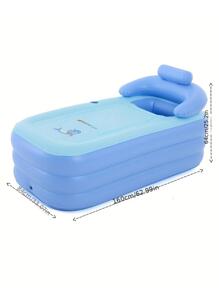 1 Bồn Tắm Bơm Hơi Mềm Bể Bơi Bơm Hơi 3 Lớp Bền Có Thể Gập Lại Du Lịch Không Khí Tắm Bồn Nước Nóng Có Tựa Lưng Tay Vịn - Màu xanh lam - Xem 3