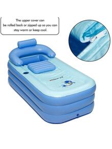 1 Bồn Tắm Bơm Hơi Mềm Bể Bơi Bơm Hơi 3 Lớp Bền Có Thể Gập Lại Du Lịch Không Khí Tắm Bồn Nước Nóng Có Tựa Lưng Tay Vịn - Màu xanh lam - Xem 8