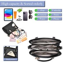 I IHAYNER Women Handbags Quilted Purse Large Shoulder Bag Crossbody Bag for Women Top-Handle Tote Satchel Hobo 2pcs Purse Set - 黑色 - 查看 4