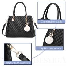 I IHAYNER Women Handbags Quilted Purse Large Shoulder Bag Crossbody Bag for Women Top-Handle Tote Satchel Hobo 2pcs Purse Set - 黑色 - 查看 5