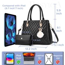 I IHAYNER Women Handbags Quilted Purse Large Shoulder Bag Crossbody Bag for Women Top-Handle Tote Satchel Hobo 2pcs Purse Set - 卡其色 - 查看 3