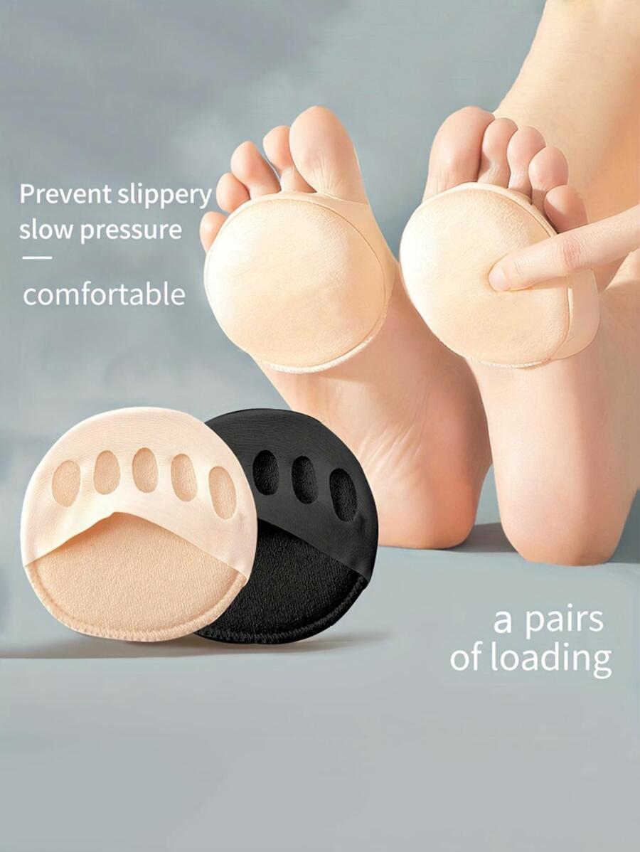 2pcs Beige Five-Toe High Heel Half Shoes Forefoot Pad For WomenFor Outdoor,Sport,Travel,Household,Office,School