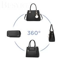 I IHAYNER Women Handbags Quilted Purse Large Shoulder Bag Crossbody Bag for Women Top-Handle Tote Satchel Hobo 2pcs Purse Set - 白色 - 查看 2