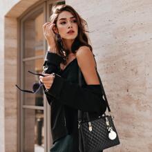 I IHAYNER Women Handbags Quilted Purse Large Shoulder Bag Crossbody Bag for Women Top-Handle Tote Satchel Hobo 2pcs Purse Set - 白色 - 查看 8