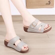 Women's Thick-Soled Slippers Soft Bottom Increased Sandals Fashionable Wedge Bottomed Shoes