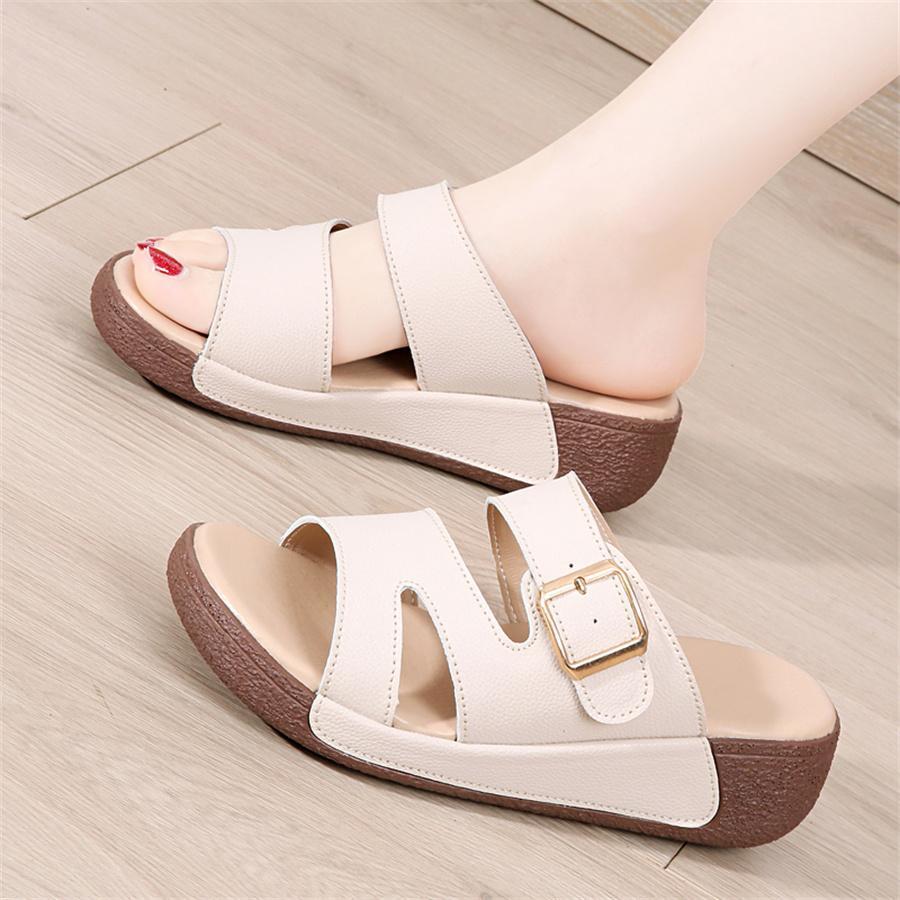 Dép Nữ Đế Dày Đế Mềm, Gót Nhọn Thời Trang - Màu be - Xem 1