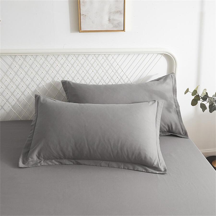 1pc Solid Color Pillowcase Without Filler - Grey - View 1