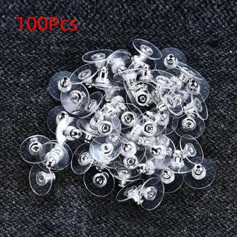 100 piezas caucho oreja tapón Tapón de oreja Pendiente de tachuela trasero suministros para DIY Bisutería haciendo Accesorios