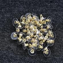 100入組橡膠耳朵塞子耳塞耳釘後用品適用於DIY首飾類製作配件 - 金色 - 查看 1