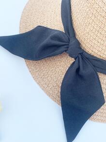 1入組黑色亚麻帽帶卡其色緞帶和草編編織,時尚和多用途適合夏天日常,旅行,海灘,透氣性和紫外線防護,可折疊和方便至攜帶 - 卡其色 - 查看 4