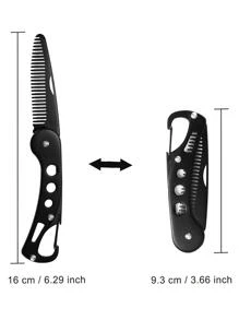 胡须梳 不锈钢折叠胡须梳 男士便携式钱包口袋梳 访问 Toosbuc 商店 - 黑色 - 查看 2