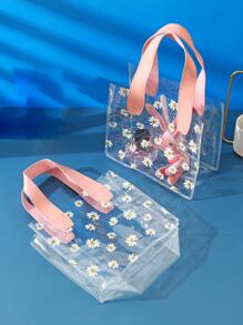 1pc/2pcs Clear PVC Daisy Bag Candy Box Wedding Party Favor Gift Bag Bridesmaid Handbag