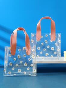 1pc/2pcs Clear PVC Daisy Bag Candy Box Wedding Party Favor Gift Bag Bridesmaid Handbag