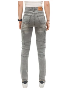 Pantalon Cargo Dama Mezclilla Tiro Alto Stretch Calidad - Óxido marrón - Ver 2