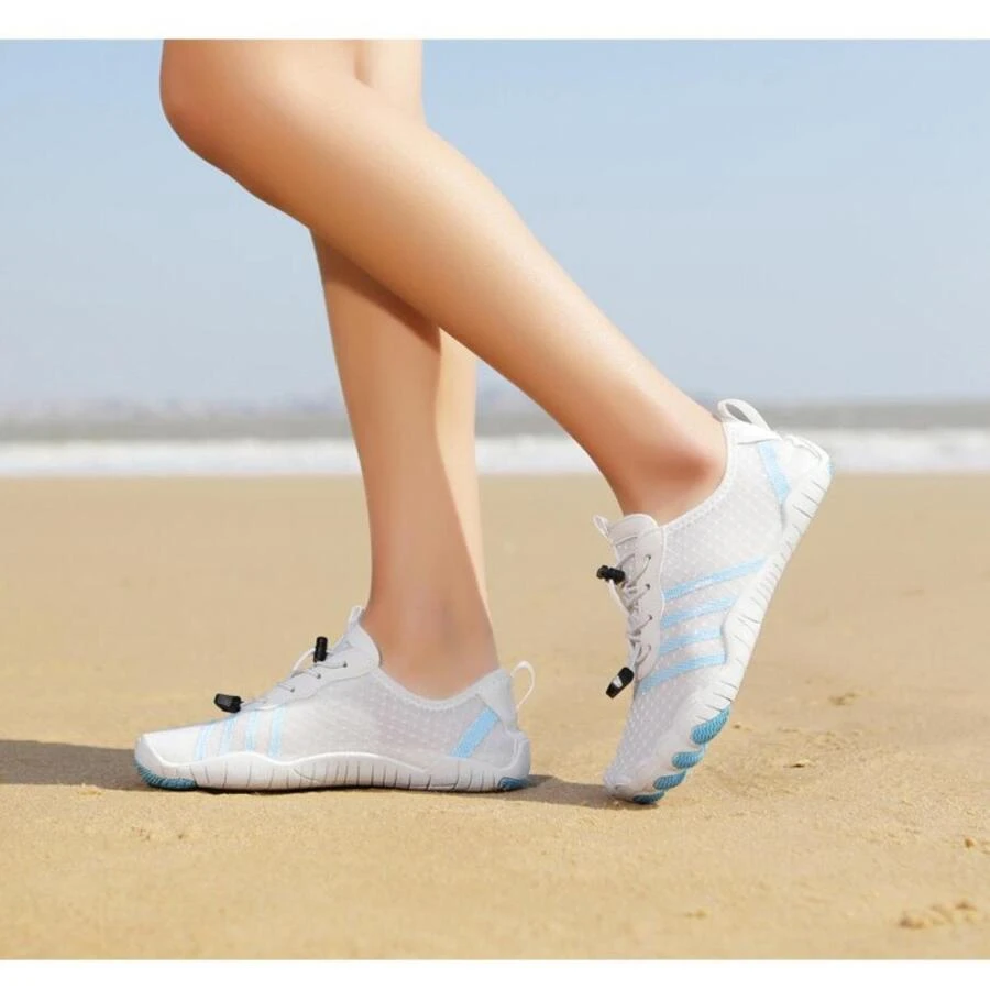 女用沙灘鞋夏季戶外水上運動防滑游泳健行速乾健身鞋 - 藍白色 - 查看 1