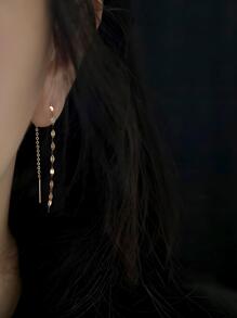 ELSEDES 1pair Fashionable And Gorgeous Silver Long Tassel Stud Earrings, Exquisite And Delicate, Highlight Facial Features, Suitable For Daily Wear And Parties For Ladies Holiday