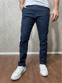 Men Jeans - 深色水洗藍 - 查看 4