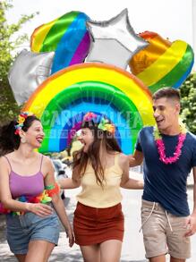 Kit Globos Decoración Pride LGTB Globos Metálicos Arcoíris Estrellas y Corazones - Multicolor - Ver 3