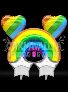 Kit Globos Decoración Pride LGTB Globos Metálicos Arcoíris Estrellas y Corazones - Multicolor - Ver 9