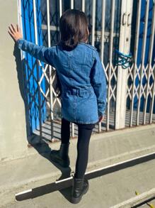 Girls Denim Jackets & Coats - 深色水洗藍 - 查看 3