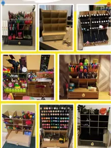 Desk Organizer With Compartments, Pens, Pencils And Drawers For All Types. Back To School - Black - View 2