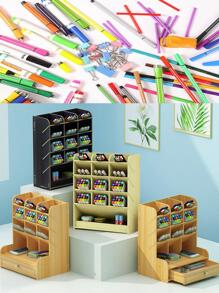 Desk Organizer With Compartments, Pens, Pencils And Drawers For All Types. Back To School - Black - View 3