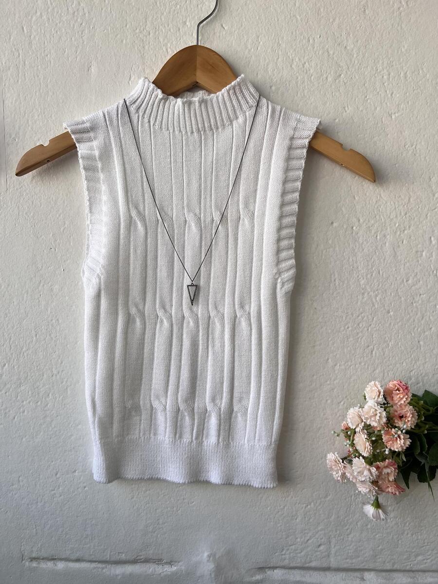 Women Knit Tops - 白色 - 查看 1