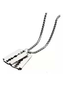 Necklace Chain Double Blade Razor Jewelry Gift For Couple Love Friendship Costume Halloween - 銀色 - 查看 1