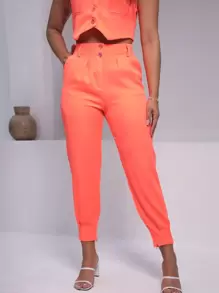 Women Pants - Coral Orange - View 1