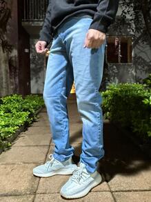 Men Jeans - 淺色水洗藍 - 查看 2