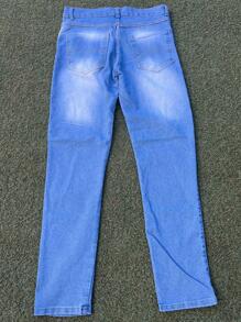 Men Jeans - 淺色水洗藍 - 查看 5