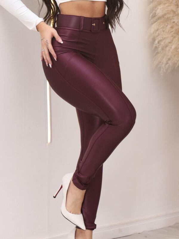 Calça moda butique com cinto cirre look blogueira tendencia cintura alta skinny