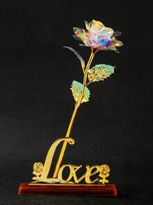 1pc Colored Gold Foil Rose, Luminous Artificial Rose Flower Light, Valentine's Day Gift, Creative Present - Multicolor - View 1