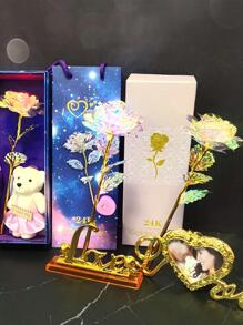 1pc Colored Gold Foil Rose, Luminous Artificial Rose Flower Light, Valentine's Day Gift, Creative Present - Multicolor - View 3