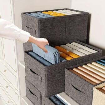 1pc Foldable Clothes Storage Box, Household Sundries Finishing Box, Fabric Open Storage Bins For Toys Books Clothes, Pull-Out Stackable Closet Organizer,Boho Vibes