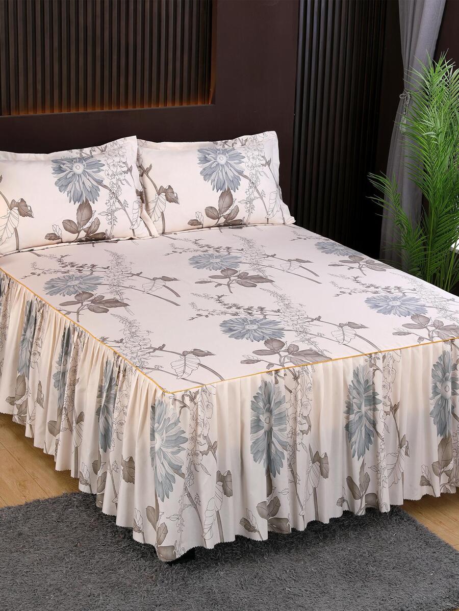 Cache-sommiers Imprimé design Double Couche En Dentelle Garni Épaissi En Flanelle