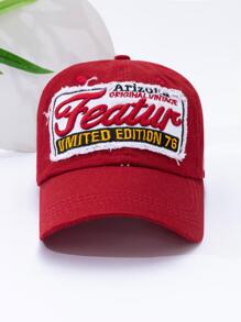 Men Letter Embroidered Baseball Cap Street - Red - View 2