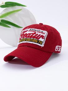 Men Letter Embroidered Baseball Cap Street - Red - View 1