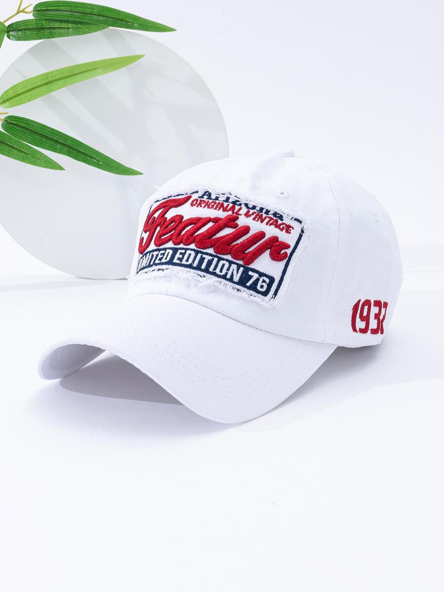 Men Letter Embroidered Baseball Cap Street - White - View 1