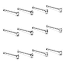 Joyas para piercing de nariz de gran venta, aguja de acero de titanio, perno de nariz de diamantes de imitación con incrustaciones de cristal libre de alergias - transparente - Ver 3
