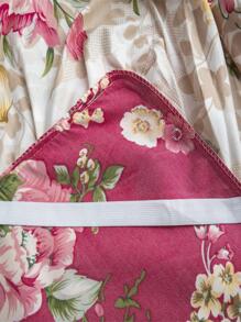 Printed Pattern Double-layered Lace Trimmed Thicker Flannel Bed Skirt