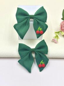 1pc/2pcs Dainty Sweet Cherry White Bow Hair Clips, Elegant Women Clip For Ponytail Hairstyles Decoration,Hair Accessories,Hair Barrettes Claw Clips - Multicolor - View 7