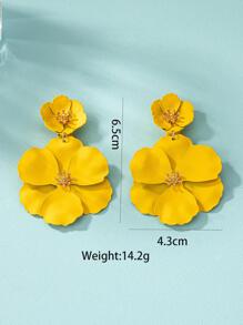 1 cặp khuyên tai kẹp kim loại phun sơn hình hoa nhiều màu có mặt dây chuyền (dành cho tai không xỏ khuyên) ngày lễ tình nhân - Màu Mù tạt vàng - Xem 5