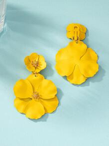 1 cặp khuyên tai kẹp kim loại phun sơn hình hoa nhiều màu có mặt dây chuyền (dành cho tai không xỏ khuyên) ngày lễ tình nhân - Màu Mù tạt vàng - Xem 4