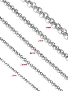 2m 不鏽鋼紋理 O 型鍍金鏈適合 Diy 珠寶製作、項鍊、手鍊供應寬度：1 毫米、1.5 毫米、2 毫米、3 毫米、4 毫米 - 銀色 - 查看 3
