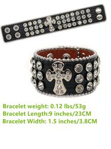 Fashionable Punk Style Pu Leather Cross Bracelet Suitable For Men - Black - View 2
