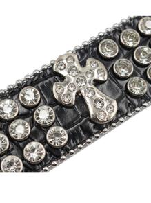 Fashionable Punk Style Pu Leather Cross Bracelet Suitable For Men - Black - View 6